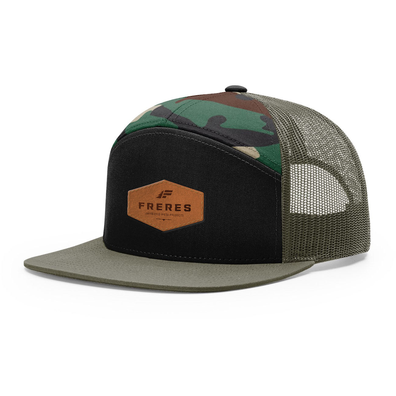 7-Panel Trucker Hat w/Leatherette Patch