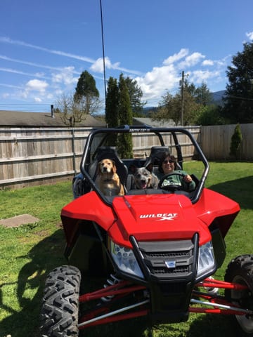 Renee Park with off-road vehicle