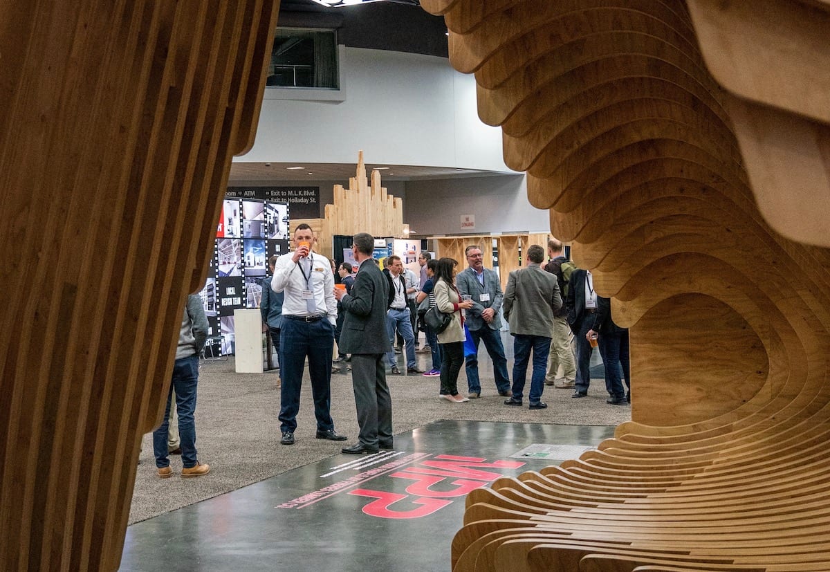 Attendees networking at the 2019 International Mass Timber Conference.