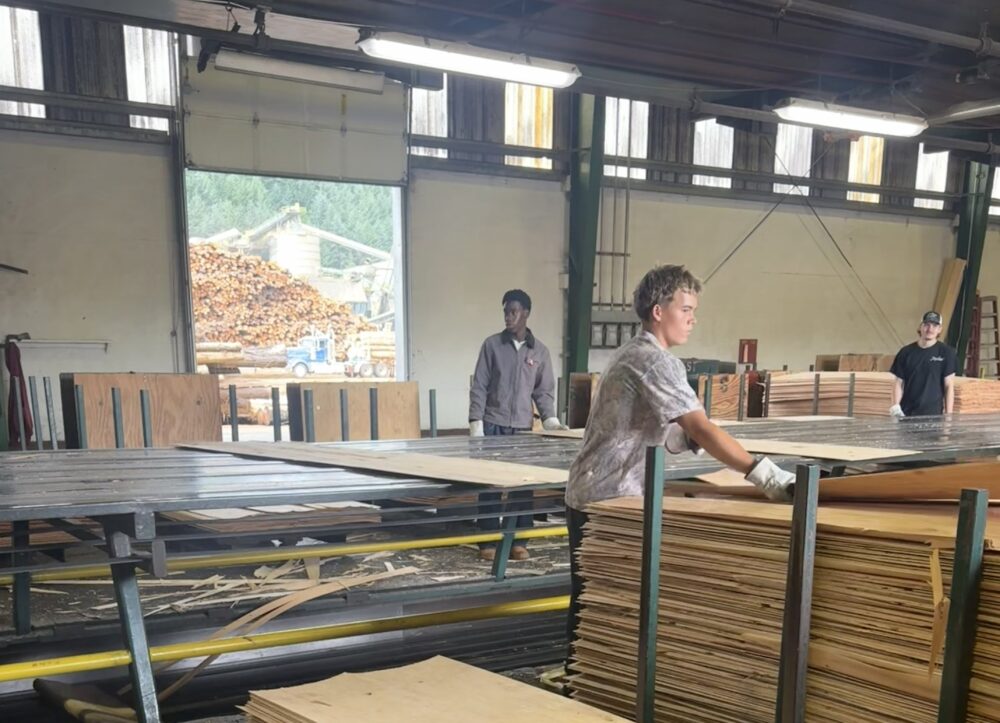 Intern working at Freres plant
